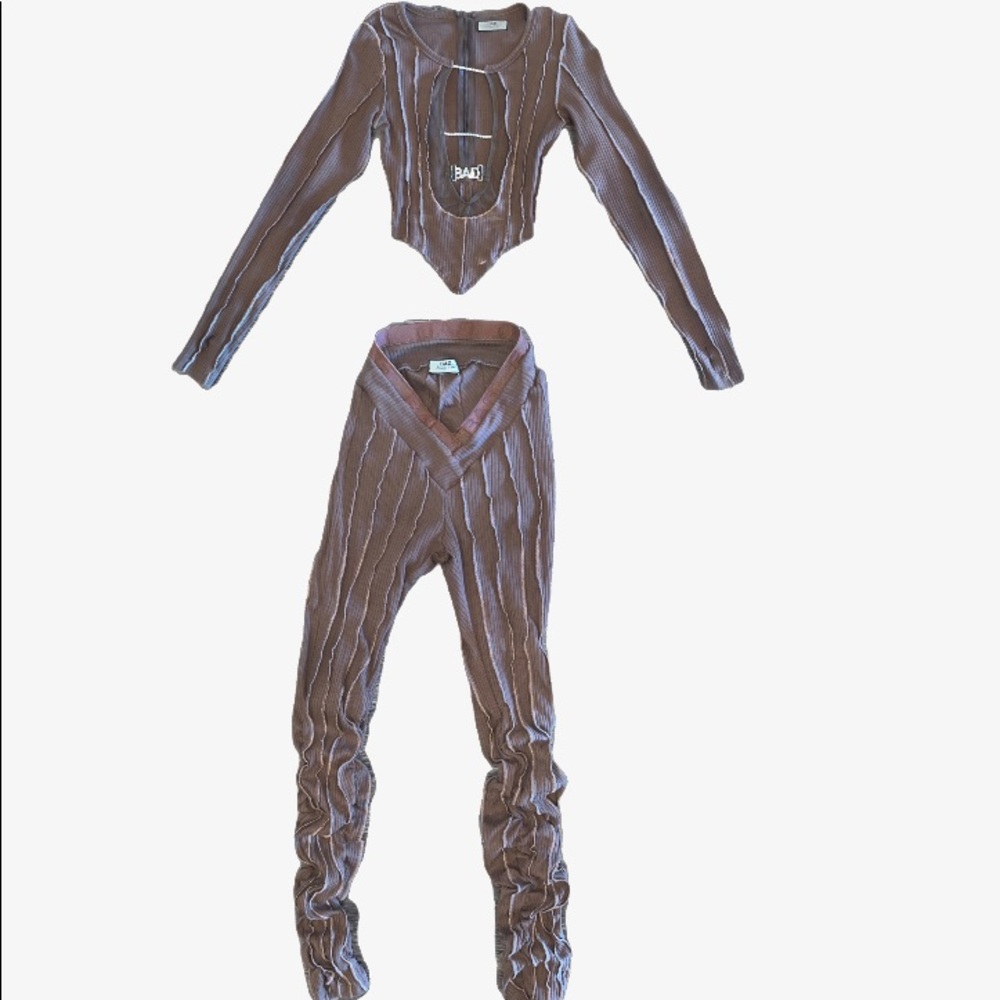 Mocha Brown Ribbed Set - Picture 3 of 3